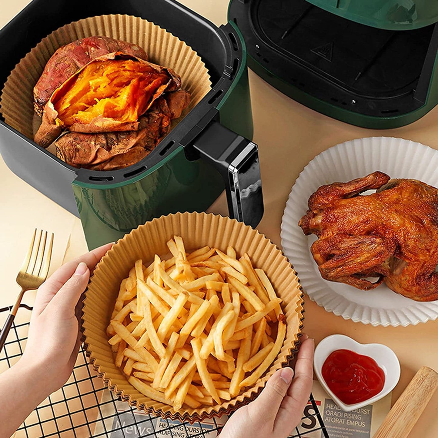 "EZCLEAN"CANASTILLA DE PAPEL PARA AIRFRYER "Freidora limpia en segundos"